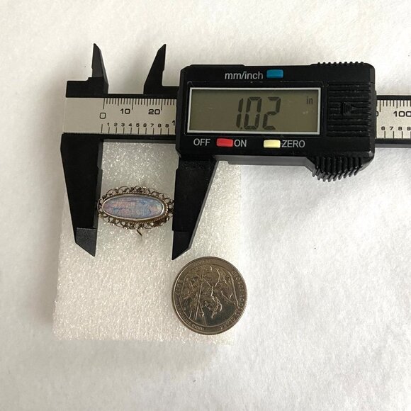 VTG Sterling Silver 925 Elongated Foil Opal Filigree Scrollwork Ring Sz 4.75 - Picture 14 of 16